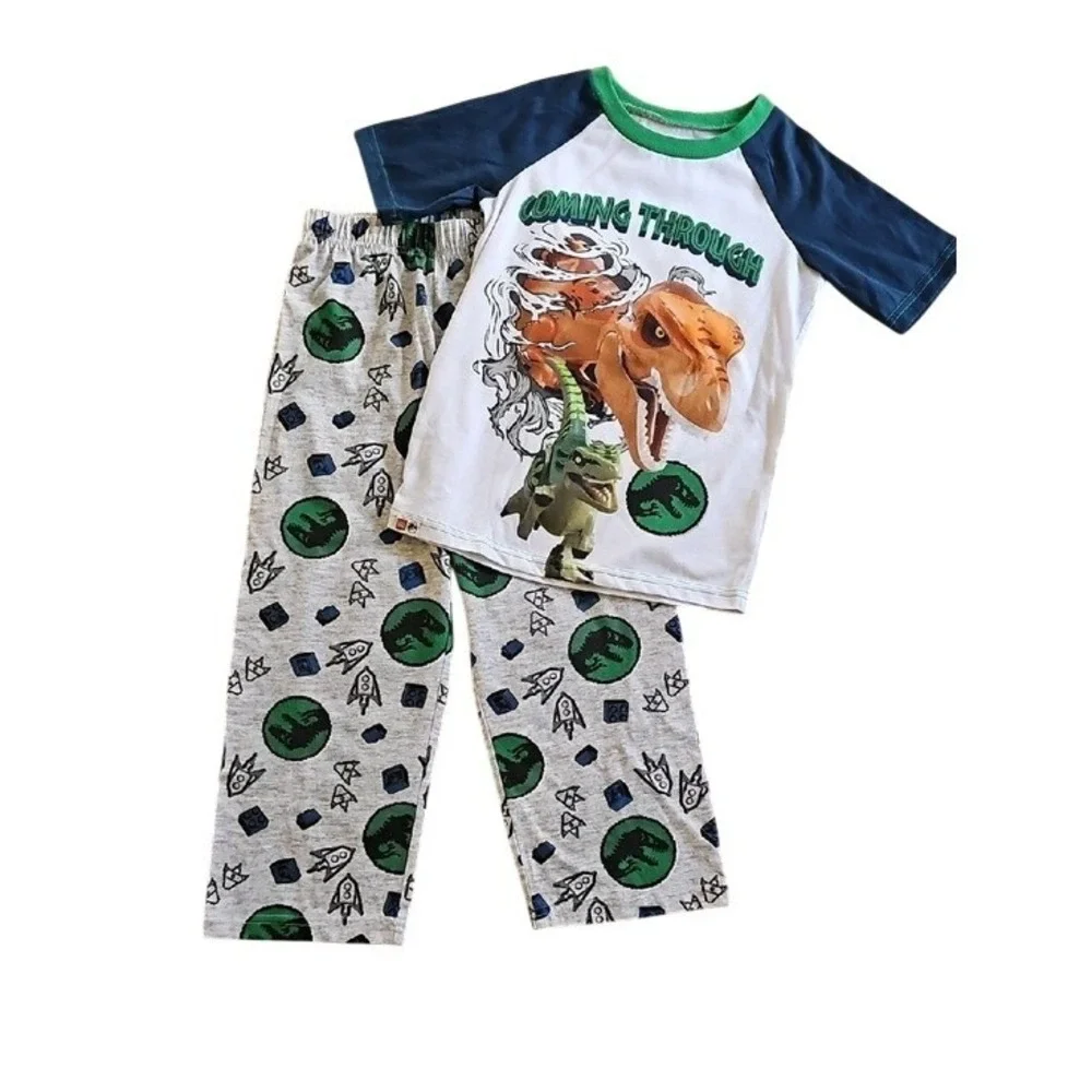 LEGO Jurassic World Boys T-Rex Pajama Set Short Sleeve Pants Size 6/7